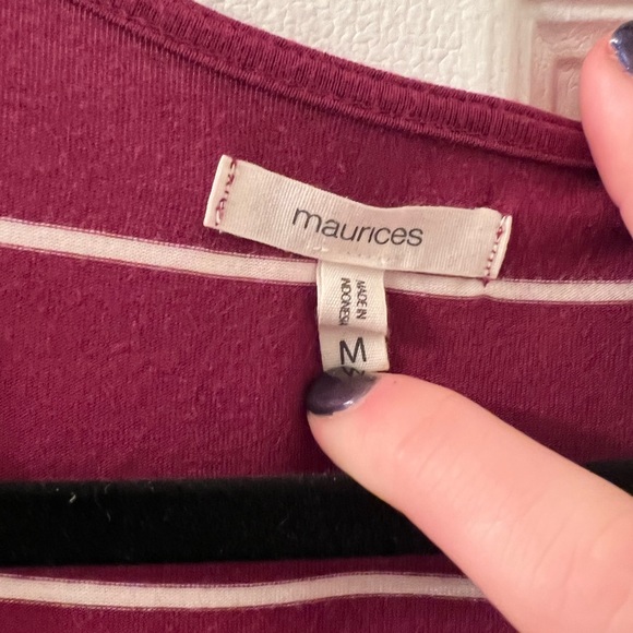 Maurice’s Maroon Striped Medium T-Shirt Dress - Picture 4 of 5